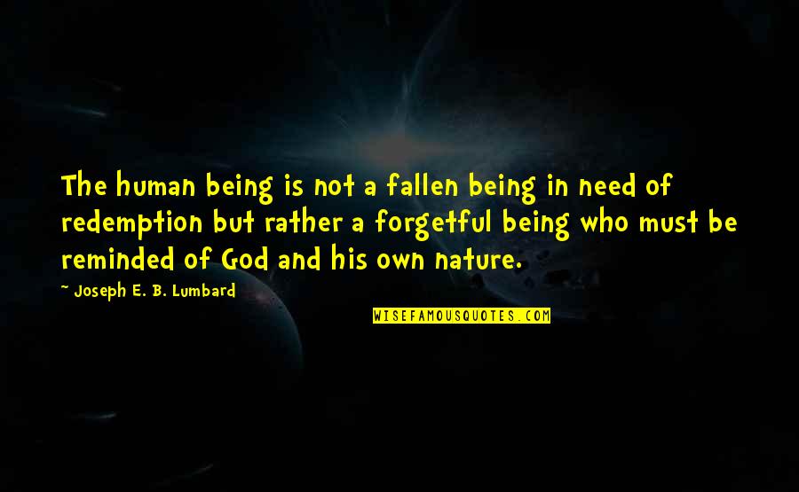 God And Nature Quotes By Joseph E. B. Lumbard: The human being is not a fallen being