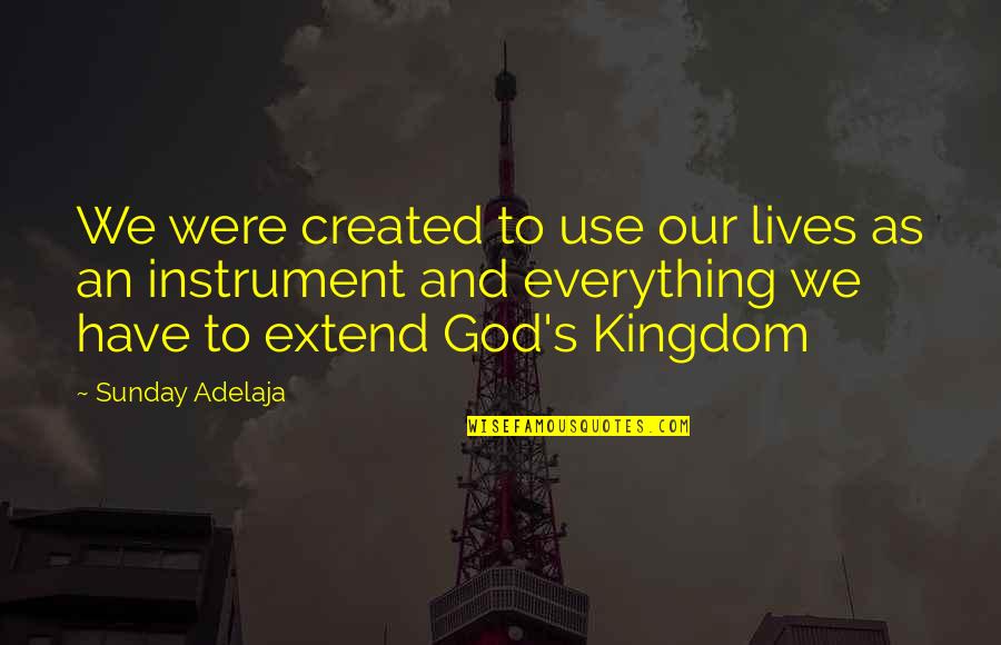 God And Purpose Quotes By Sunday Adelaja: We were created to use our lives as God And Purpose Quotes By Sunday Adelaja: We were created to use our lives as