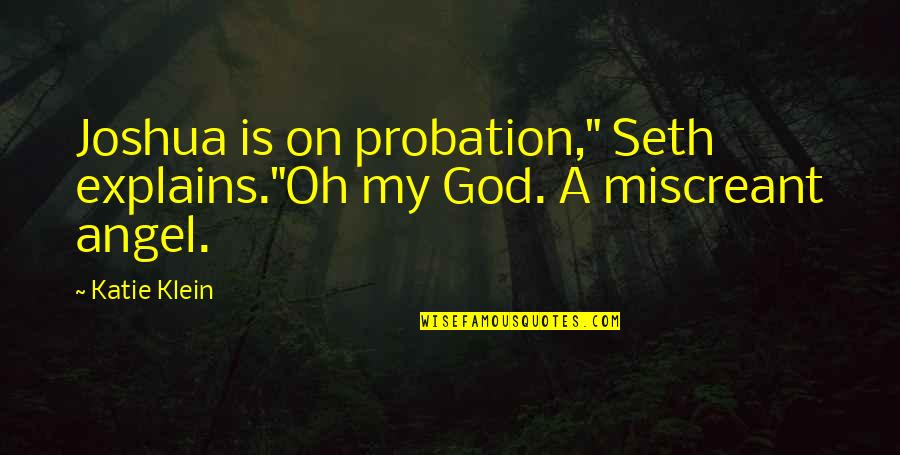 God Angel Quotes By Katie Klein: Joshua is on probation," Seth explains."Oh my God.