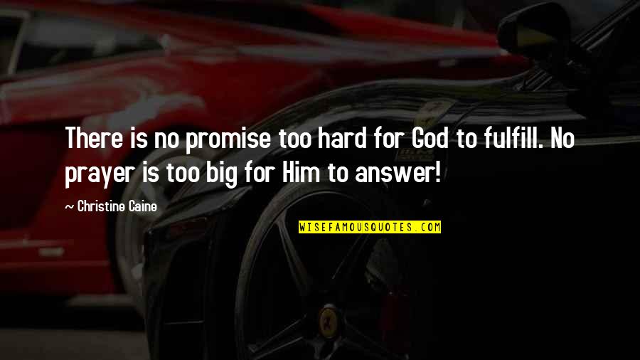 God Answer Quotes By Christine Caine: There is no promise too hard for God