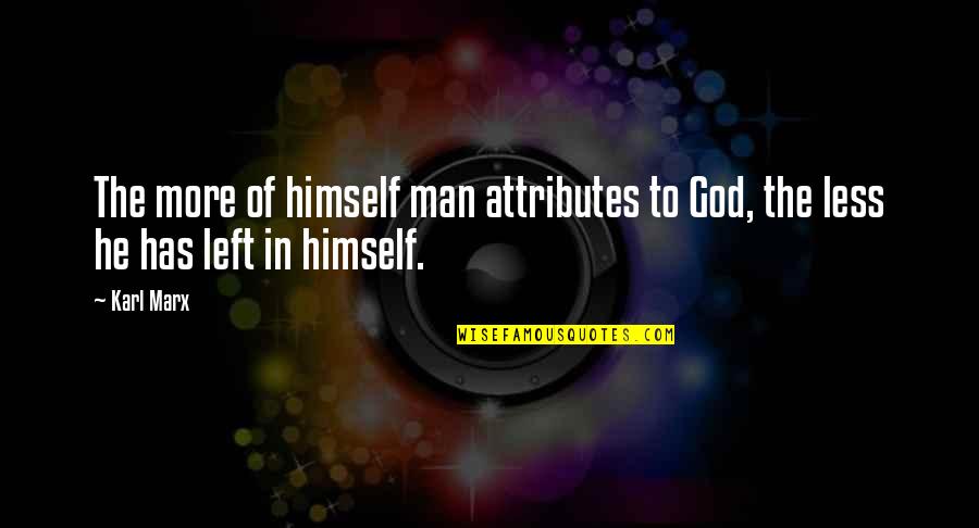 God Attributes Quotes By Karl Marx: The more of himself man attributes to God,