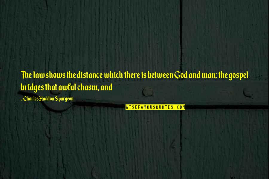 God Awful Quotes By Charles Haddon Spurgeon: The law shows the distance which there is
