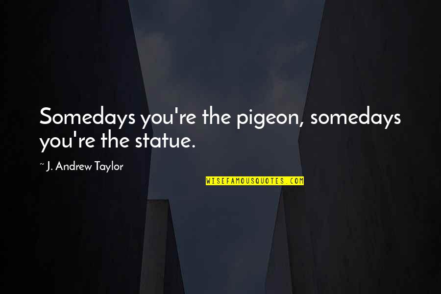 God Bless My Wife Quotes By J. Andrew Taylor: Somedays you're the pigeon, somedays you're the statue.