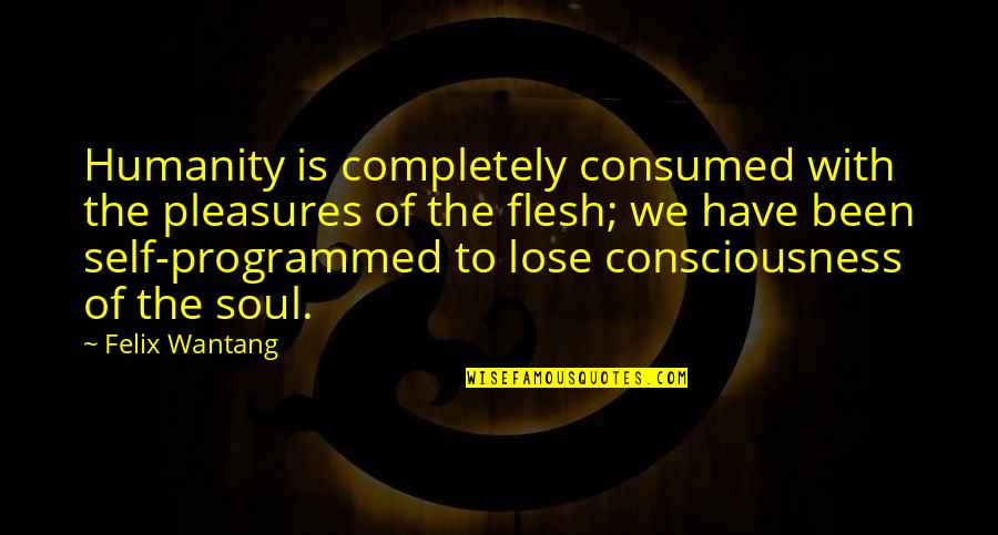 God Consciousness Quotes By Felix Wantang: Humanity is completely consumed with the pleasures of