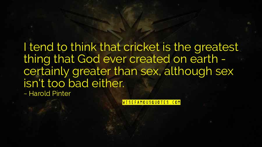 God Created Earth Quotes By Harold Pinter: I tend to think that cricket is the