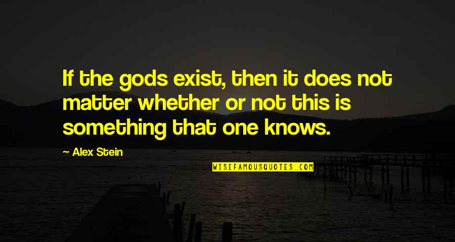 God Does Exist Quotes By Alex Stein: If the gods exist, then it does not God Does Exist Quotes By Alex Stein: If the gods exist, then it does not
