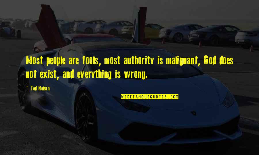 God Does Exist Quotes By Ted Nelson: Most people are fools, most authority is malignant, God Does Exist Quotes By Ted Nelson: Most people are fools, most authority is malignant,