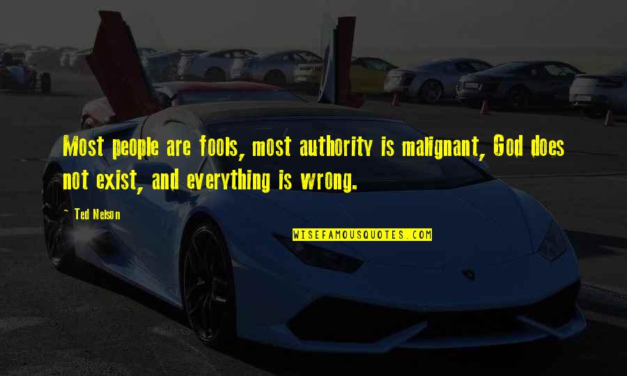 God Does Not Exist Quotes By Ted Nelson: Most people are fools, most authority is malignant,