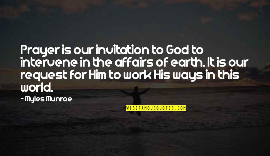 God Earth Quotes By Myles Munroe: Prayer is our invitation to God to intervene