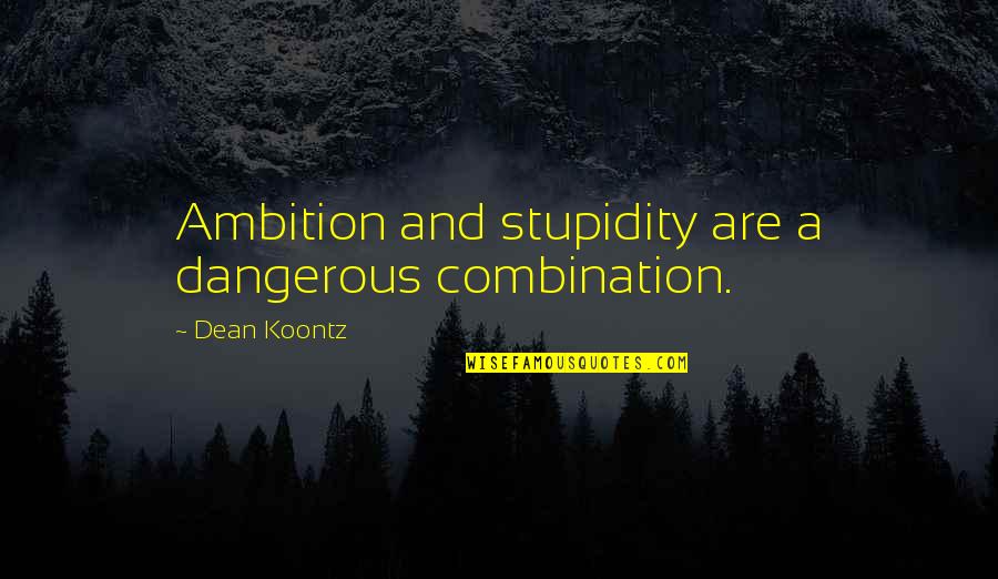 God Faith And Health Quotes By Dean Koontz: Ambition and stupidity are a dangerous combination.
