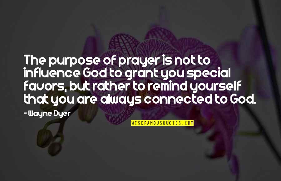 God Favors Quotes By Wayne Dyer: The purpose of prayer is not to influence