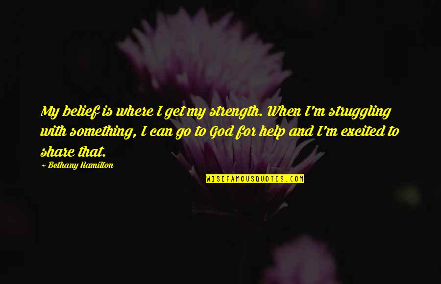 God For Strength Quotes By Bethany Hamilton: My belief is where I get my strength.