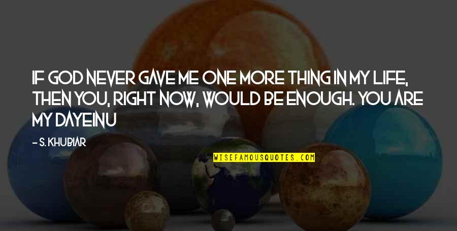 God Gave You Quotes By S. Khubiar: If God never gave me one more thing