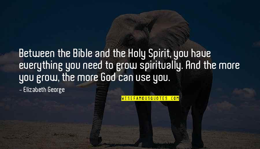 God Growth Quotes By Elizabeth George: Between the Bible and the Holy Spirit, you
