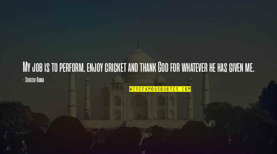 God Has Given Me You Quotes By Suresh Raina: My job is to perform, enjoy cricket and