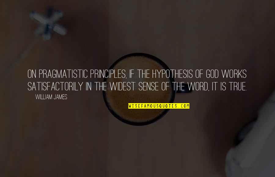 God Hypothesis Quotes By William James: On pragmatistic principles, if the hypothesis of God God Hypothesis Quotes By William James: On pragmatistic principles, if the hypothesis of God