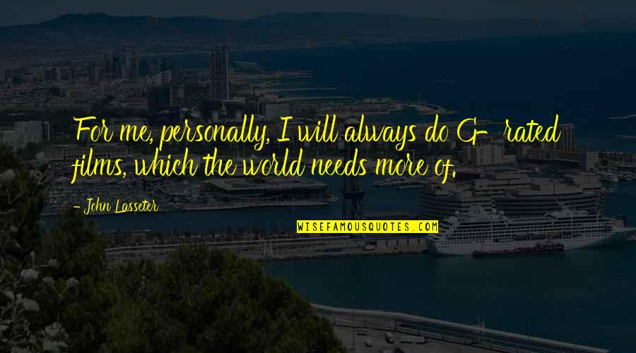 God In Times Of Stress Quotes By John Lasseter: For me, personally, I will always do G-rated