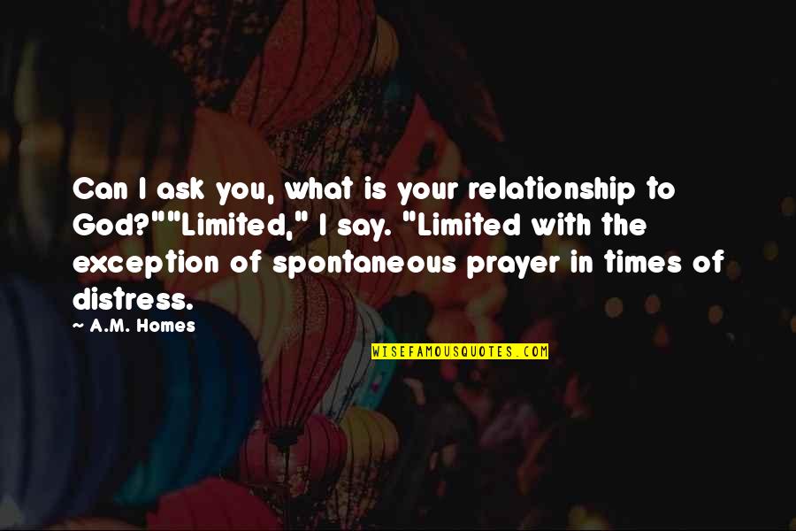 God In Your Relationship Quotes By A.M. Homes: Can I ask you, what is your relationship