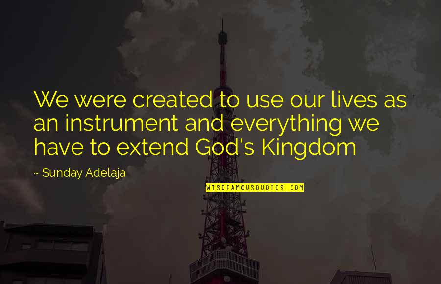 God Instrument Quotes By Sunday Adelaja: We were created to use our lives as