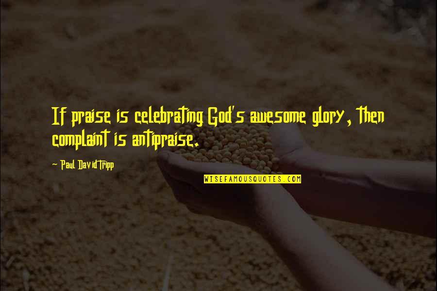 God Is Awesome Quotes By Paul David Tripp: If praise is celebrating God's awesome glory, then