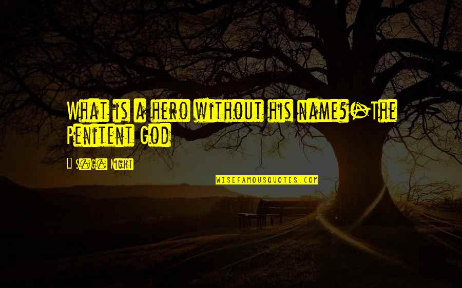 God Is My Hero Quotes By S.G. Night: What is a hero without his name?-The Penitent God Is My Hero Quotes By S.G. Night: What is a hero without his name?-The Penitent