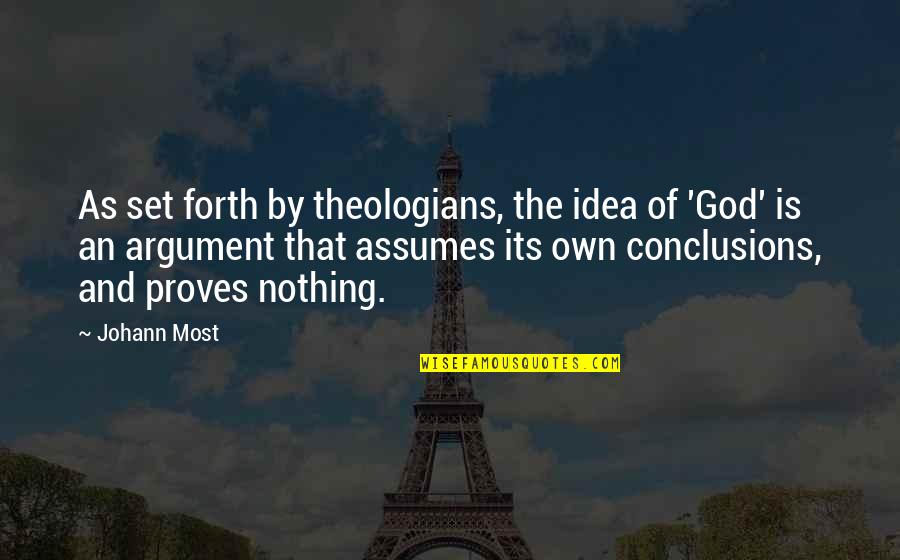 God Is Nothing Quotes By Johann Most: As set forth by theologians, the idea of