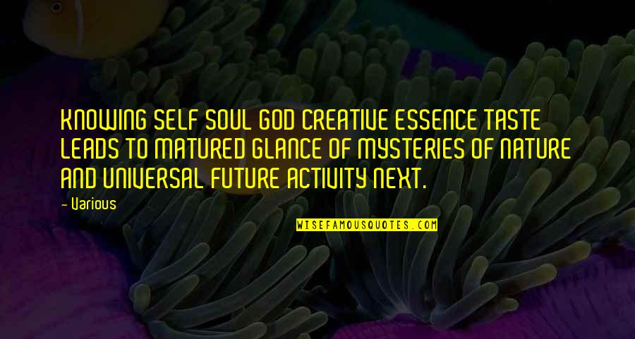God Knowing The Future Quotes By Various: KNOWING SELF SOUL GOD CREATIVE ESSENCE TASTE LEADS