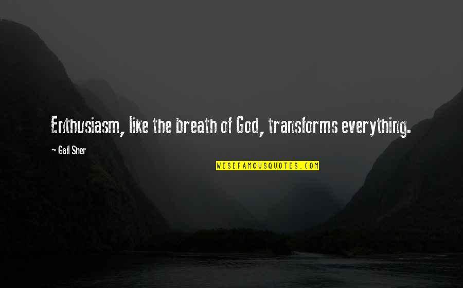 God Like Quotes By Gail Sher: Enthusiasm, like the breath of God, transforms everything.