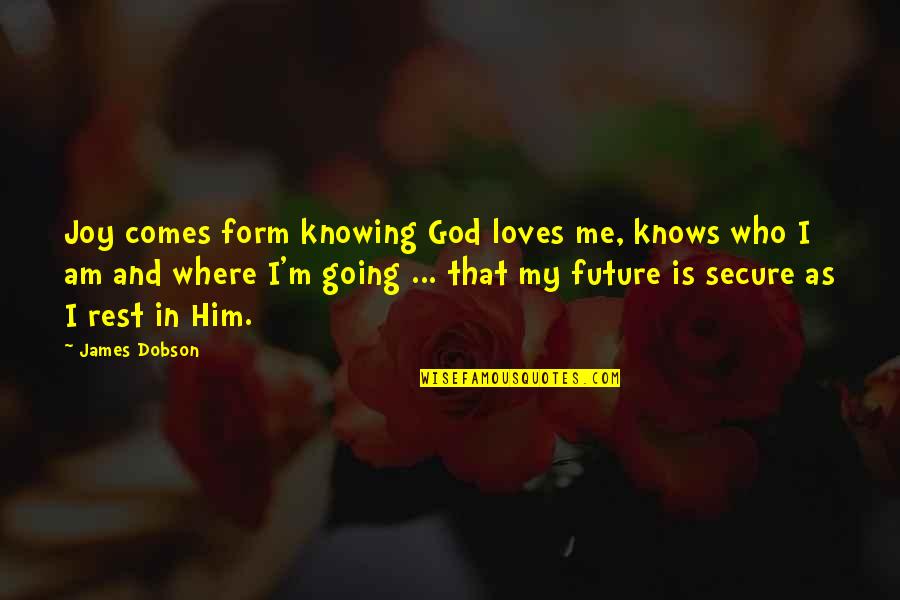 God Loves Me For Me Quotes By James Dobson: Joy comes form knowing God loves me, knows