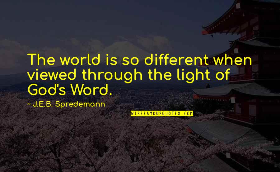 God Of Light Quotes By J.E.B. Spredemann: The world is so different when viewed through