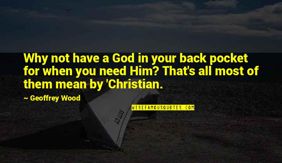God Pocket Quotes By Geoffrey Wood: Why not have a God in your back
