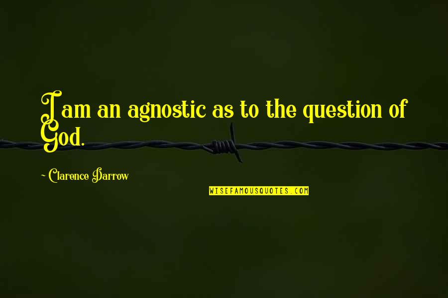 God Question Quotes By Clarence Darrow: I am an agnostic as to the question God Question Quotes By Clarence Darrow: I am an agnostic as to the question