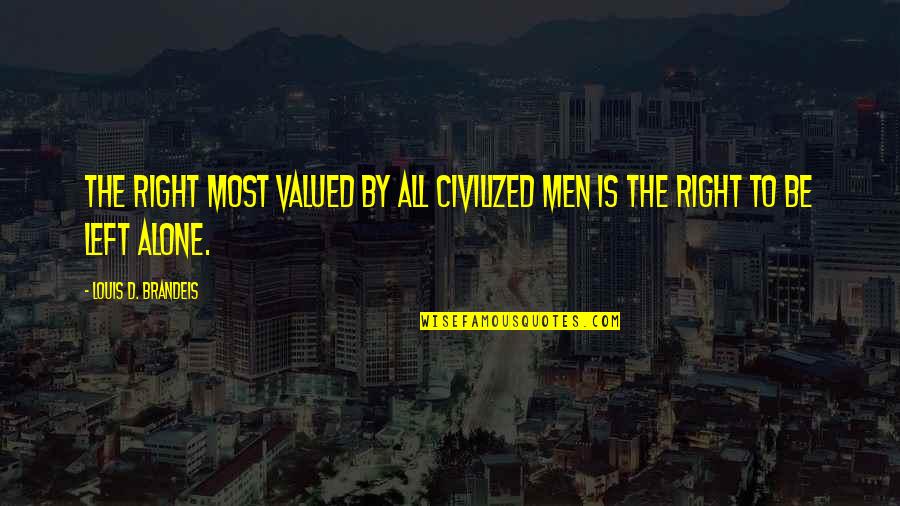 God Rejection Quotes By Louis D. Brandeis: The right most valued by all civilized men God Rejection Quotes By Louis D. Brandeis: The right most valued by all civilized men