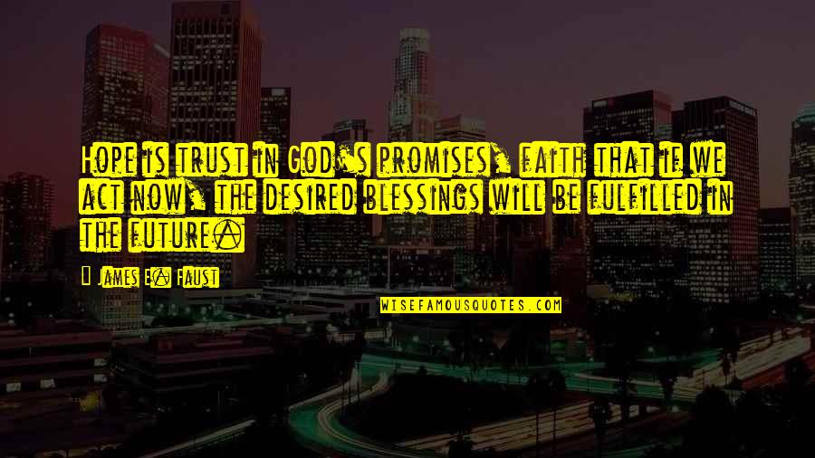 God S Blessings Quotes By James E. Faust: Hope is trust in God's promises, faith that