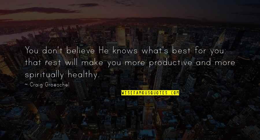 God S Knows Quotes By Craig Groeschel: You don't believe He knows what's best for