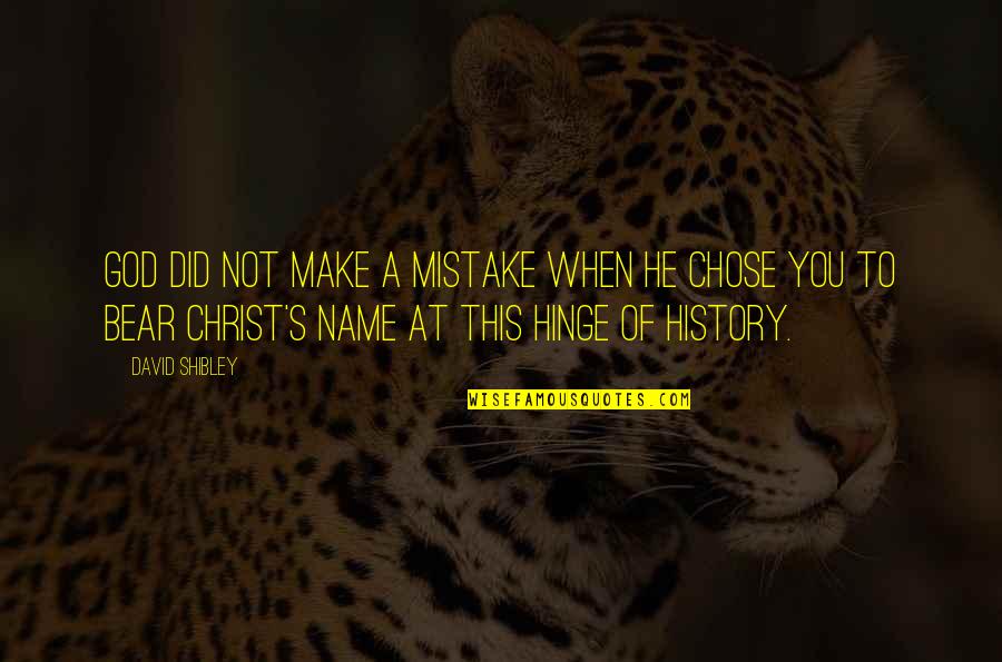 God S Name Quotes By David Shibley: God did not make a mistake when He God S Name Quotes By David Shibley: God did not make a mistake when He