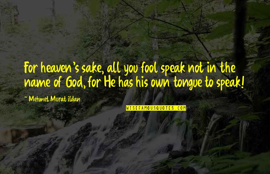 God Speak Quotes By Mehmet Murat Ildan: For heaven's sake, all you fool speak not