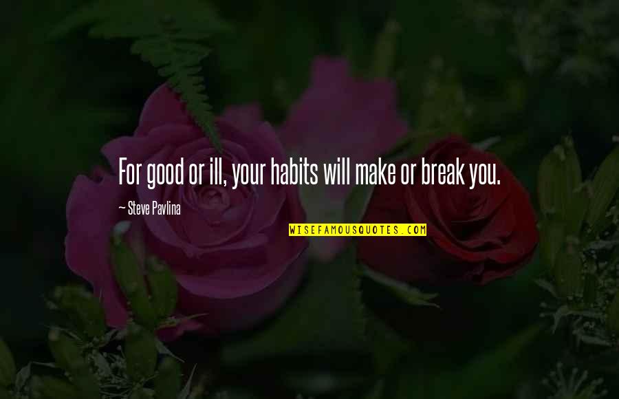 God The Miracle Worker Quotes By Steve Pavlina: For good or ill, your habits will make God The Miracle Worker Quotes By Steve Pavlina: For good or ill, your habits will make