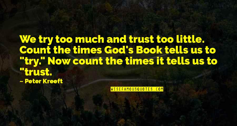 God Turning Things Around Quotes By Peter Kreeft: We try too much and trust too little.