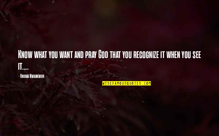 God Want You To Know Quotes By Unoma Nwankwor: Know what you want and pray God that