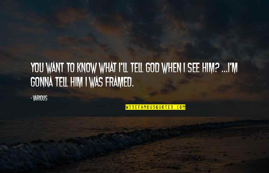 God Want You To Know Quotes By Various: You want to know what I'll tell God