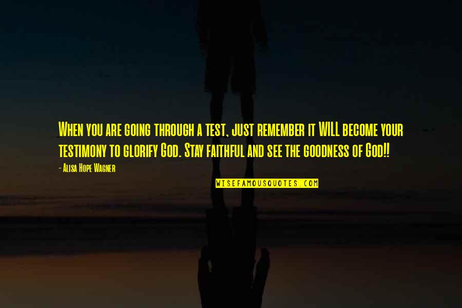 God Will See You Through It Quotes By Alisa Hope Wagner: When you are going through a test, just God Will See You Through It Quotes By Alisa Hope Wagner: When you are going through a test, just