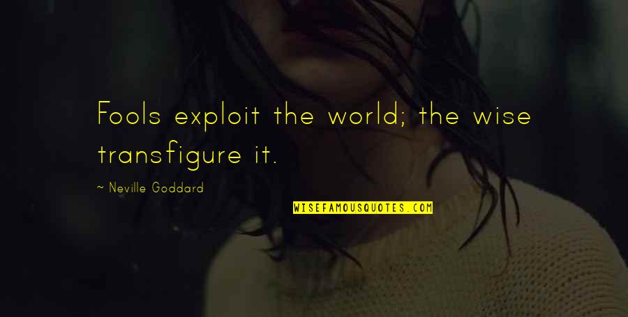 Goddard Neville Quotes By Neville Goddard: Fools exploit the world; the wise transfigure it. Goddard Neville Quotes By Neville Goddard: Fools exploit the world; the wise transfigure it.