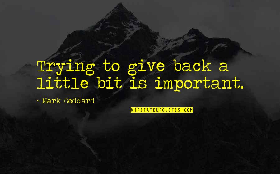 Goddard Quotes By Mark Goddard: Trying to give back a little bit is