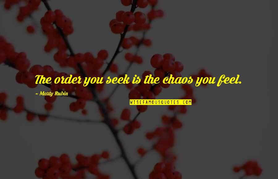 Godden Author Quotes By Marty Rubin: The order you seek is the chaos you Godden Author Quotes By Marty Rubin: The order you seek is the chaos you