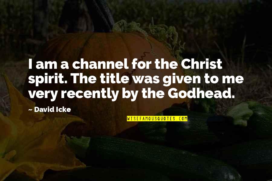 Godhead Quotes By David Icke: I am a channel for the Christ spirit.