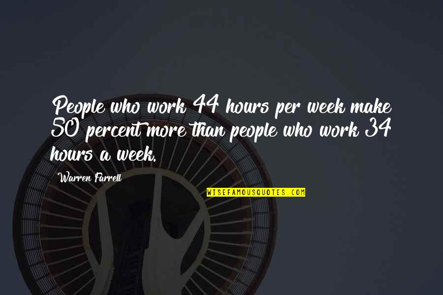 Godinama Lexington Quotes By Warren Farrell: People who work 44 hours per week make