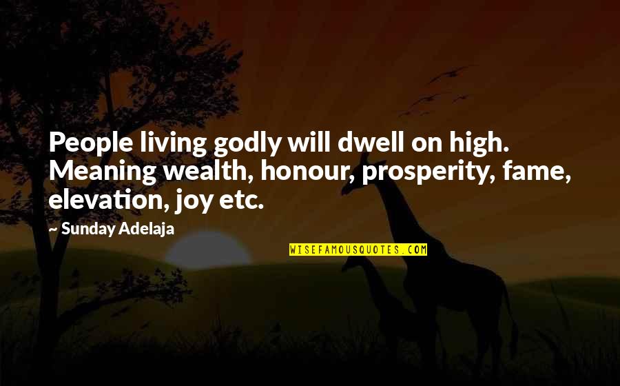 Godly Living Quotes By Sunday Adelaja: People living godly will dwell on high. Meaning