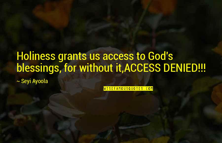 God's Blessings Quotes By Seyi Ayoola: Holiness grants us access to God's blessings, for