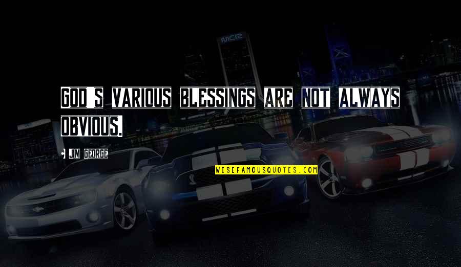 God's Faith Quotes By Jim George: God's various blessings are not always obvious.